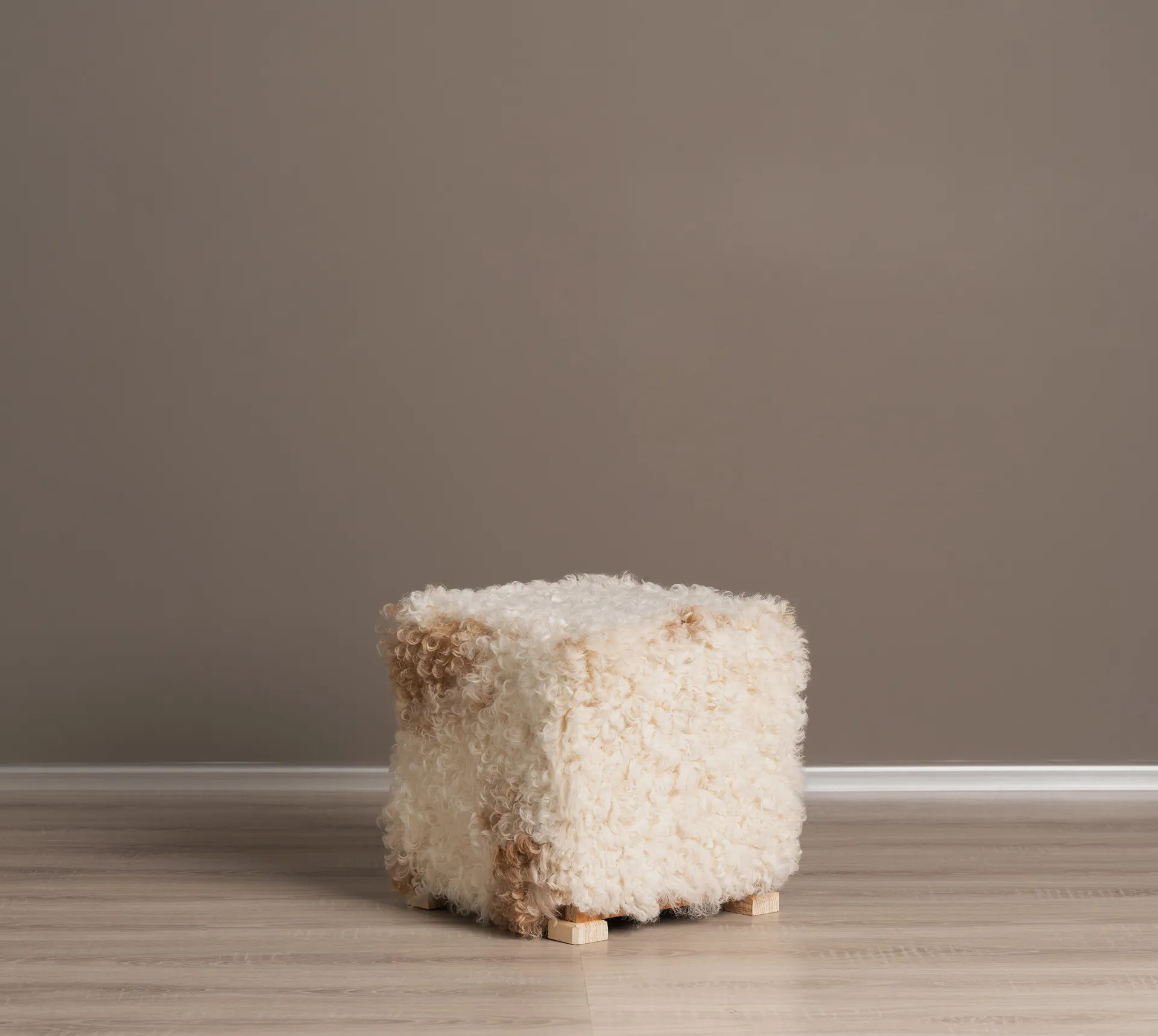 Sheepskin pouffe