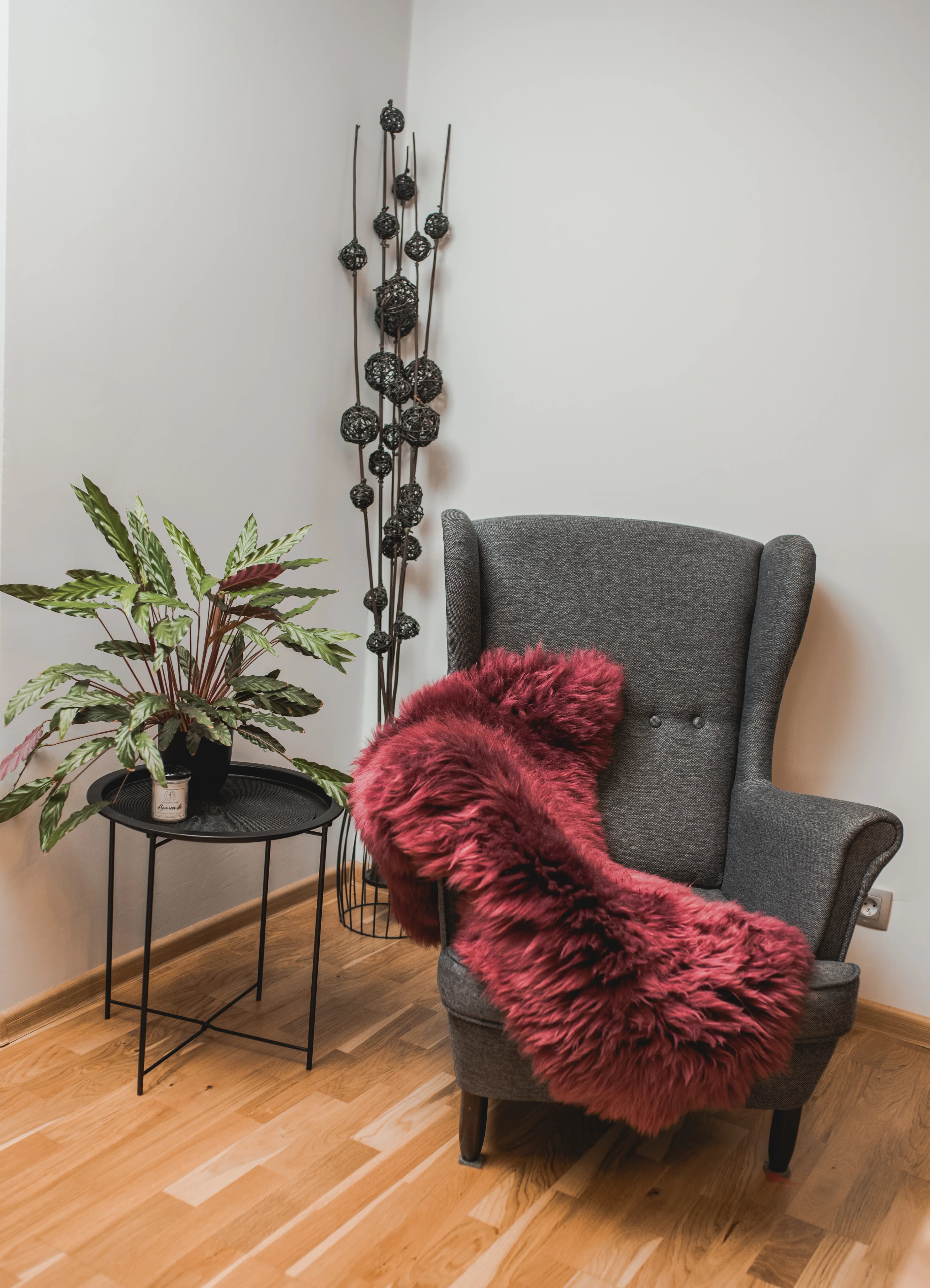 Sheepskin Dyed Red Wine Color