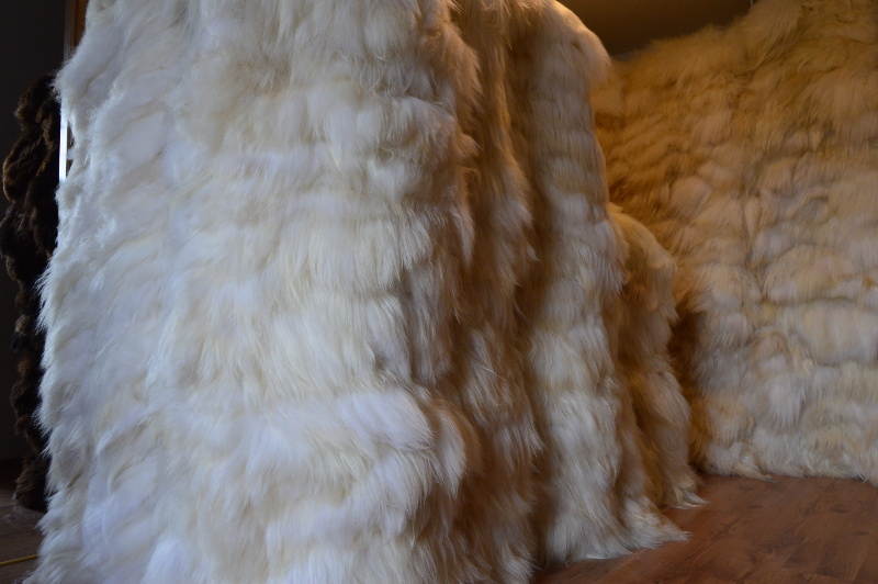 Natural texture of finished sheepskins